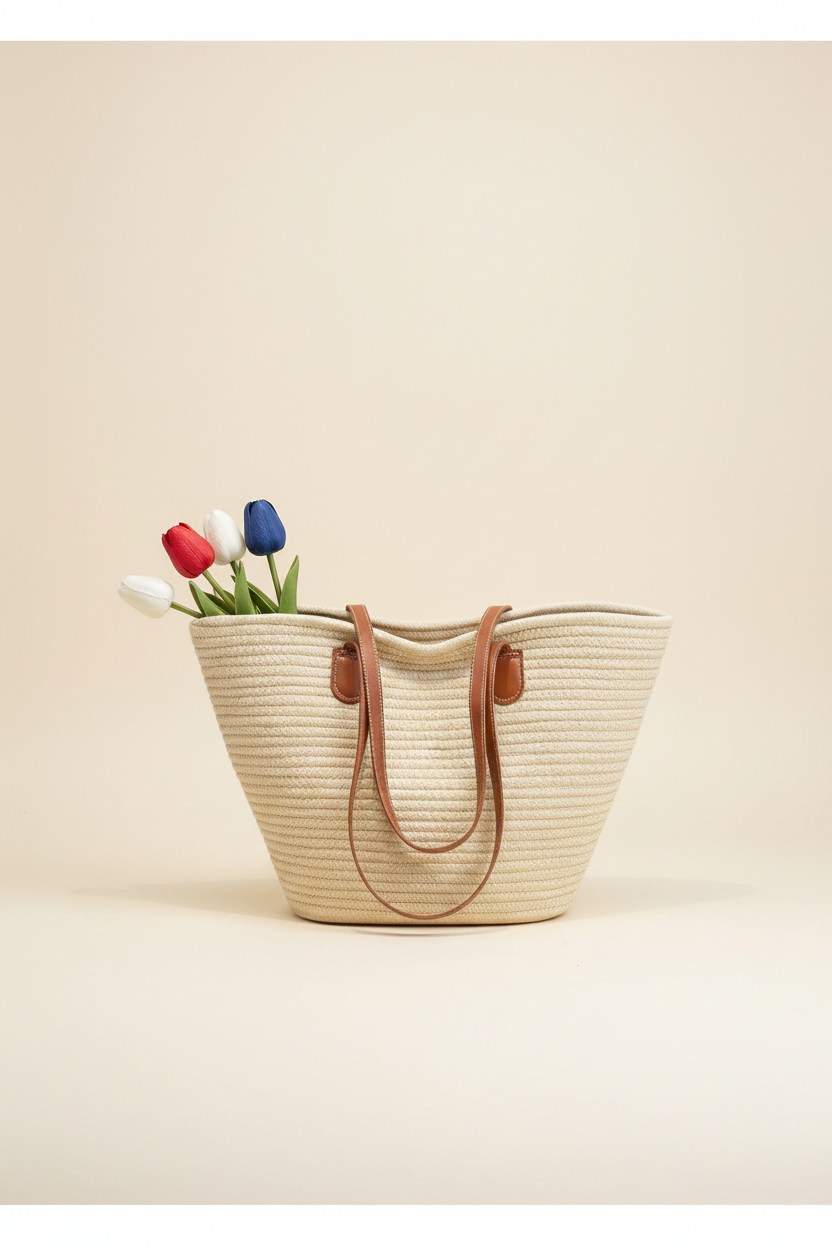 America 250 Heritage Deep Beige Oversized Tote Bag —  tulips editorial lifestyle