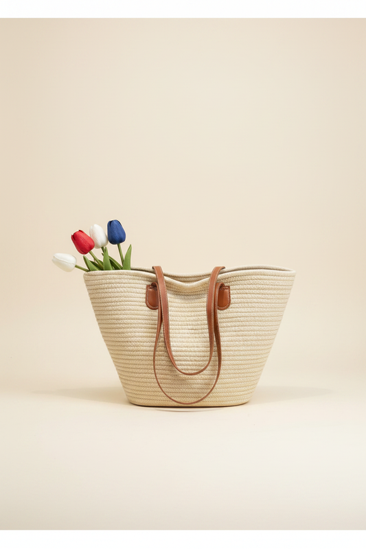 America 250 Heritage Deep Beige Oversized Tote Bag —  tulips editorial lifestyle