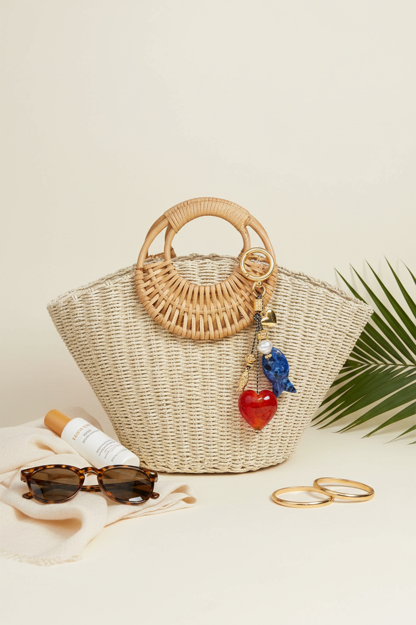 Charm colgando del Rattan Tote