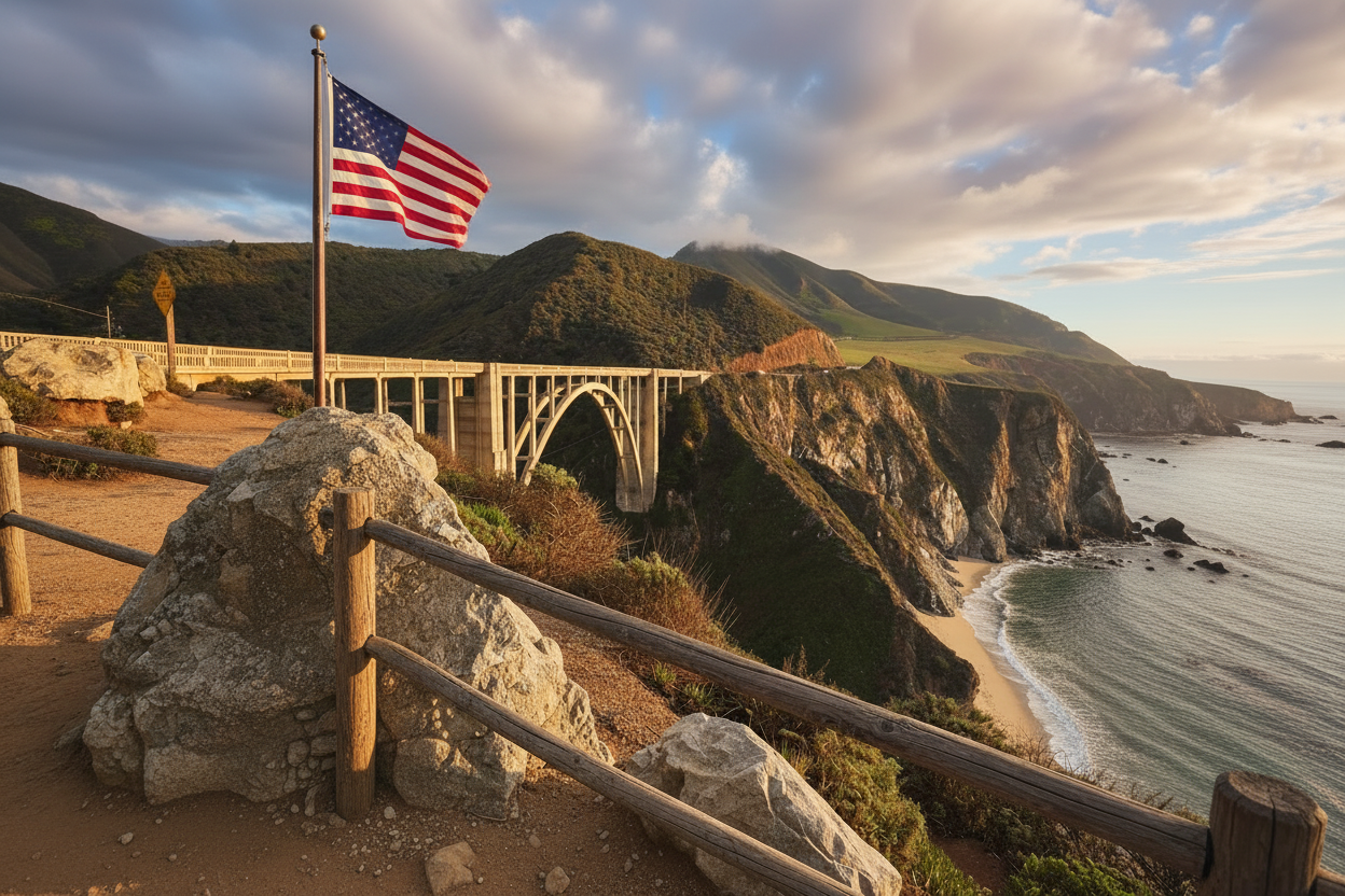 Hero Bixby Bridge bandera izada en asta