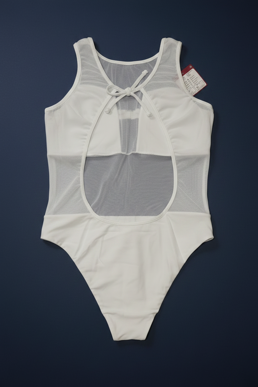 Mary One-Piece White Back Flat Lay Navy