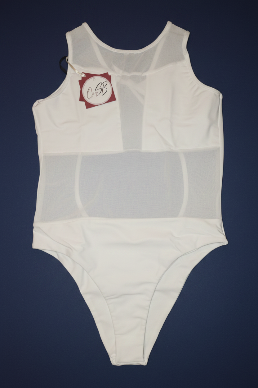 Mary One-Piece White Flat Lay Navy